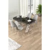 Hanah Home trpezarijski set Lai, sto i 4 stolice, ploča u dekoru Sonata, hromirane noge, siva tkanina Babyface