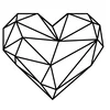 Wallxpert Zidna dekoracija Heart 1, 47x40cm, Crna