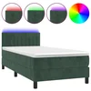 Vidaxl Box spring postelja z vzmetnico LED tem. zelena 100x200cm žamet