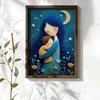 WallXpert uramljena MDF slika NAL035-46, majka grli dete pod mesecom, stil vunene aplikacije, 35,5 x 47 cm