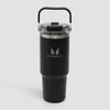 Myprotein reciklirana kovinska steklenica s slamico in zgornjim ročajem 900 ml - črna