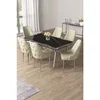Hanah Home trpezarijski set Vae, sto i 6 stolica, ploča u dekoru Sonata, hromirane noge, krem tkanina Babyface