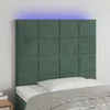 LED uzglavlje tamnozeleno 90x5x118/128 cm baršunasto