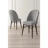 Hanah Home set trpezarijskih stolica Ritim 8 kom, siva tkanina Babyface, drvene noge boje oraha