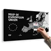 Slika na pluti poučni zemljevid z imeni držav Evropske unije v črnobeli izvedbi - 90x60 transparent