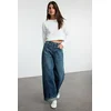 Trendyol Dark Blue High Waist Folded Leg Baggy Balloon Jeans