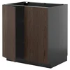 METOD Podni element s policama/2 vrata, Crnosiva/Sinarp smeđa, 80x60 cm