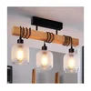 Brilagi - Plafonski luster WOOD GLASS 3xE27/60W/230V borovina/crna/bela