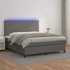 Krevet box spring s madracem LED sivi 160x200cm od umjetne kože