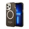 Guess Futrola za iPhone 13 Pro Max Black Gold Outline Translucent MagSafe