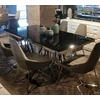 Casa Padrino luxury dining table silver/black 200 x 100 x H. 77 cm - Rectangular stainless steel kitchen table with glass top - Dining room furniture - Luxury furniture - Luxury furnishings