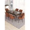 Hanah Home Set Trpezarijski sto i 6 stolica Eva, Braon