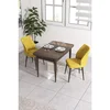 Hanah Home trpezarijski set Arp, sto i 2 stolice, ploča u dekoru drveta Baroque, senf žuta tkanina Babyface