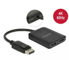 Adapter DELOCK, DP (M) na 2x DP (Ž), 4K/60Hz, MST, črn