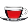 PASABAHCE set skodelica za čaj s podstavkom Basic 240ml, 6 kos, steklo