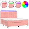 Vidaxl Box spring postelja z vzmetnico LED roza 160x200 cm žamet
