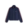 Tommy Jeans Prehodna jakna Global Stripe Tape Zip-thru mornarska / rdeča / bela