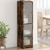 Visoka komoda sa staklenim vratima boja hrasta 35 x 37 x 142 cm