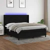 Vidaxl Box spring postelja z vzmetnico LED črna 180x200 cm blago