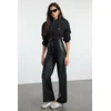 Trendyol Black Relaxed/Comfortable Straight/Piece Leg Stitch Detailed Trousers
