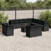 14-dijelni set vrtnih sofa s jastucima poliratan crni