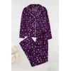 Trendyol Purple Galaxy Patterned Viscose Woven Pajama Set