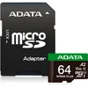 Micro SDXC 64GB A-Data Class 10 + adapter 160/140 MB/s UD64GUI3V30A2SP-RA1