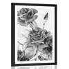 Plakat s paspartujem vintage šopek vrtnic v črnobeli varianti - 40x60 no frame