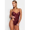 Trendyol Burgundy Lace Panty Rope Strap Knitted Babydoll