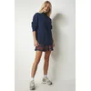 Happiness Istanbul Womens Navy Blue Stand-Up Collar Basic Shark Sweatshirt