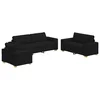 Sofa 3 pcs Crna 221 x 80 x 80 cm Platnasta tkanina
