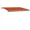 Vidaxl Avtomatska tenda LED + senzor 450x300 cm oranžno/rjava