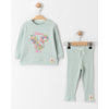 VIA GIRLS Kompletić za devojčice, majica i pantalone Minnie Flowers, Zeleni