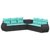 Set sofe 7 pcs Crna i Plava Poli Rattan i čelik