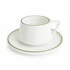 DUKA DUVE skodelica in krožnik z zelenim robom, porcelan, 250 ml,