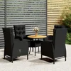 5-dijelni vrtni bistro set od poliratana crni