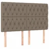 Vidaxl Vzglavje postelje sivo-rjavo 144x7x118/128 cm blago