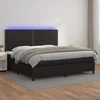 Krevet box spring s madracem LED crni 200x200cm od umjetne kože