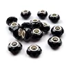 Plastične kroglice z veliko luknjo 14,5x9 mm - črne (5 kosov)