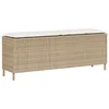 vidaXL Vrtna klop z blazino bež 110x30x40,5 cm poli ratan