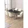 Hanah Home trpezarijski set Pem, sto i 6 stolica, ploča u dekoru Sonata, hromirane noge, krem tkanina Babyface