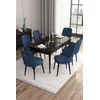 Hanah Home Set Trpezarijski sto i 6 stolica Are, Plavo-crni