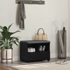 vidaXL Haldna klop z blazino s predalom Črna Orehovina 60 x 38 x 46 cm