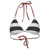 eoshop - Črta Top bikini dame – Bela/mornarsko modra - S