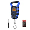 KJB 50kg Digital Hanging Scale with Hook, Tape Measure & Backlit Display KJB digitalna viseča ribiška tehtnica do 50 kg z merilnim trakom, modra