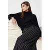 Trendyol Black Soft Textured Wide Fit Knitwear Sweater