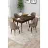 Hanah Home trpezarijski set Rut, sto na razvlačenje i 4 stolice, ploča u dekoru drveta Baroque, kapućino tkanina Babyface
