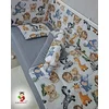 Bubamara037 Set posteljine za krevetac sa ravnom ogradicom Safari, Sivi