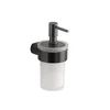 Gedy - Zidni dozator za sapun PIRENEI 110 ml mlečno staklo/metalno siva