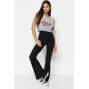 Trendyol Black Corduroy Flare/Continental Leg High Waist Flexible Knitted Leggings Trousers
